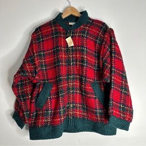 Boyne Valley Weavers Ireland Red Tartan Women's Jacket Sz L
